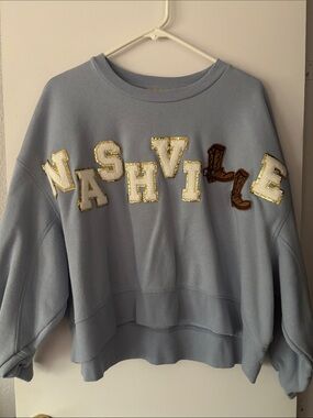 Judith March  'NASHVILLE' Crewneck Sweater with Boot Patch